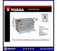 Car Battery YBX5115 Yuasa 115 800A 90Ah 5Yr WTY 317x175x190 Silver High Perf.