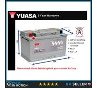 Car Battery YBX5116 Yuasa 800A 90Ah 5Yr Warranty 315x175x190 Silver High Perf.
