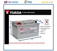 Car Battery YBX5116 Yuasa 800A 90Ah 5Yr Warranty 315x175x190 Silver High Perf.