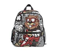 Car Bear Black White Toddler Backpack Bookbag Mini Shoulder Bag for 1-6 Years Travel Boys Girls Kids with Chest Strap Clip Whistle