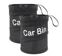 Car Bin, 2 PACK Collapsible Car Bin, Universal Traveling Portable Car Garbage Bin Storage, Pop-up Car Bin For Front of Car, Car Boot Bags, Hanging Car Trash Can, Black, 20 * 15CM