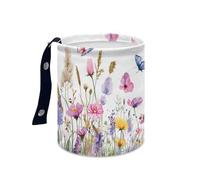 Car Bin Butterfly White Pink Bin for Car Rubbish Bins Oxford Cloth Leak Proof Car Trash Can Waterproof Foldable Cars Essentials Easy to Hang Camping Cars Bins Portable Collapsible 15x18.5cm/1 Pcs