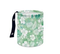 Car Bin Tropical White Green Bin for Car Rubbish Bins Oxford Cloth Leak Proof Car Trash Can Waterproof Foldable Cars Essentials Easy to Hang Camping Cars Bins Portable Collapsible 15x18.5cm/1 Pcs