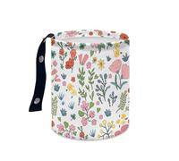 Car Bin White Flower Green Bin for Car Rubbish Bins Oxford Cloth Leak Proof Car Trash Can Waterproof Foldable Cars Essentials Easy to Hang Camping Cars Bins Portable Collapsible 15x18.5cm/2 Pcs