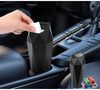 Car Bin with Lid with 90 Trash Bags,Diamond Design Mini Car Bin for Front of Car,Portable Trash Can Home&Office,Leak Proof Car Trash Can,Stylish Car Accessories for a Clean Ride,Girl Car Accessories
