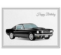 Car Birthday Card - Unique 1965 Ford Mustang - Premium Quality - Modern Design - Exclusive Vector Artwork - Special Keepsake - Classic Cars - Happy Wishes and Greetings - Superior Giclée Printing