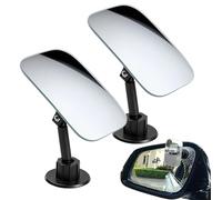 Car Blind Spot Mirror - Hydrophobic Wide View for Adjustable Accessory | Compact Convex Glass with Rotating Mount, Safety Side Mirror Add On for Vehicle Truck SUV Parking Lane Change
