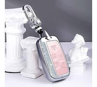 Car Bling Key Case Fit for Land Rover Range Rover Evoque Discovery Freelander Car Bling Accessories for Jaguar XE XF XJ F-PACE Key Cover Key Fob Key (Pink, A style Key case+crystal heart keychain)