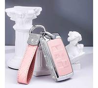 Car Bling Key Case Fit for Land Rover Range Rover Evoque Discovery Freelander Car Bling Accessories for Jaguar XE XF XJ F-PACE Key Cover Key Fob Key (Pink, B style Key case+belt diamond keychain)