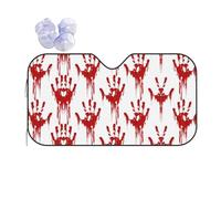 Car Bloody Handprints Print Windshield Sunshade,Foldable Reflective Uv Heat Shield,Universal Fit,Keeps Interior Cool
