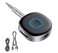 Car Bluetooth AUX Adapter, Car Bluetooth receiver Bluetooth 5.0 Receiver for Home Stereo/Speaker/Wired Headphones, Portable 3.5mm AUX Car Adapter, Hands-free Calls, Dual Connection, 16H Playtime