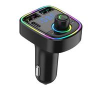 Car Bluetooth Transmitter Adapter, PD 15W Type-C & Dual USB Charger, Wireless FM Radio Receiver Audio Kit with Hands-Free Calling, Bass Booster, MP3 Music Player for 12V/24V Vehicles (Black)
