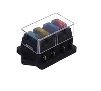 Car Boat Fuse Box Holder with 4 Ways Circuit Standard Blade Fuse Holder 12V 24V Power Distribution Panel Board Protected circuits
