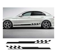 Car Body Side Skirt Stickers Sports Racing Striped Grid Pattern Vinyl Decals Auto Body Styling Decoration Stickers Body Decor Accessories