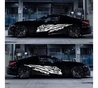 Car Body Sticker,Leopard Sports Stripe Vinyl Decorative Racing Car Side Door Sticker Decal 2PCS(White)