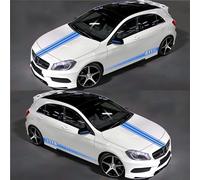 Car Body Stickers, Sports Striped Vinyl Car Waistline Modification, Front Cover, Side Mirror Decoration Stickers 5PCS,Complete Set of Decals for The Entire Vehicle(Blue)