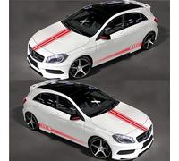 Car Body Stickers, Sports Striped Vinyl Car Waistline Modification, Front Cover, Side Mirror Decoration Stickers 5PCS,Complete Set of Decals for The Entire Vehicle(Red)