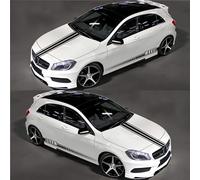 Car Body Stickers, Sports Striped Vinyl Car Waistline Modification, Front Cover, Side Mirror Decoration Stickers 5PCS,Complete Set of Decals for The Entire Vehicle(Black)