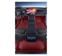 Car Boot Liner For Tesla For Model Y For Juniper 2025 2026 Double Layer Car Floor Liners With Carpet Fully Sorrounded PU Leather Mats Boot Mat(Red Single Layer)