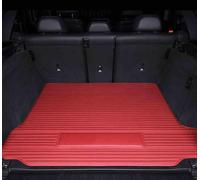 Car Boot Mats for BYD Tang Gasoline 2018-2021, Tailored Non Slip Car Leather Boot Liner Mats -With Raised Edges Rear Trunk Protector Mat, Durable Foldable Easy to Clean,B Red