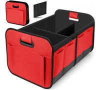 Car Boot Organiser for Mini Cabrio Cooper S John Cooper Works Trim 2025-, with Handle & Partition Collapsible Boot Organise Travel, Groceries & Everyday Use,D Red