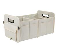 CWMMS Car Boot Organiser for Mini Hatch (F56) 3-door 2018-2021, Foldable Multi-compartment Non-slip and Durable Car Trunk Organizer Bag Auto Accessories,Beige
