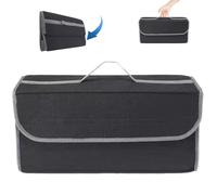 Car Boot Organiser Storage Trunk Trunk Organizers 19.7x6.7x9.5 Inch Folding Felt Trunk Organizer for Car with Renforced Handle and Fasten Tape Closure Portable Large Capacity Car Boot Tidy