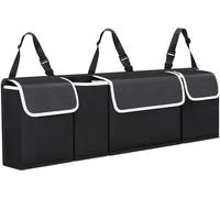 Car Boot Seat Organiser, Boot Storage Bags for Suv and Hatchback Multiple Types of Pockets Adjustable Buckle Straps to Fit Waterproof Foldable Durable,Keeps Your Car Boot Tidy