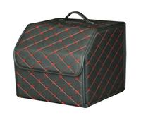 Car Boot Tidy Box for Fit/Jazz 2008-2013, Car Storage Box Leather Durable Foldable Vehicle Trunk Container Suitcase Accessories,Black-Red-S-33X32X30CM