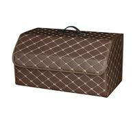 Car Boot Tidy Box for Fit/Jazz 2008-2013, Car Storage Box Leather Durable Foldable Vehicle Trunk Container Suitcase Accessories,Brown-L-54X32X30CM