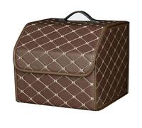 Car Boot Tidy Box for Fit/Jazz 2014-2020, Car Storage Box Leather Durable Foldable Vehicle Trunk Container Suitcase Accessories,Brown-S-33X32X30CM