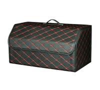 Car Boot Tidy Box for Fit/Jazz 2014-2020, Car Storage Box Leather Durable Foldable Vehicle Trunk Container Suitcase Accessories,Black-Red-L-54X32X30CM