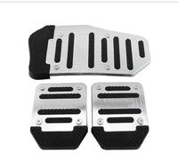 Car Brake Pedal Pads 3Pcs Universal Aluminum Automatic Gear Brake Accelerator Car Interior Accessories Racing Manual Non-Slip Foot Pedal Pad Cover(Silver Set)