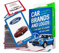 Car Brands and Logos - Flash Cards for Kids Ages 4-8 - Flash Cards for Toddlers 2-4 Years, 3 4 5 6 7 8 Year Old Boy Birthday Gift Ideas, Gifts for 3-8 Year Old Boys, Stocking Stuffers for Kids