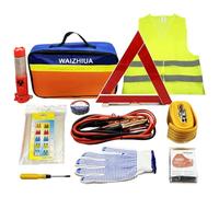 Car Breakdown Emergency Kit - 12Pcs UK Europe Auto Roadside Assistance Set, Includes Warning Triangle, Jump Leads, Tow Rope, Safety Hammer, Reflective Vest, Raincoat, Gloves, PVC Tape, Storage Bag