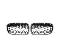 Car Bumper Center Front Grill For BMW For X3 For F25 2010-2013 All Black Single Line Style Front Bumper Grilles Silver Diamonds Racing Double Slat Grills(Diamond-Silver)