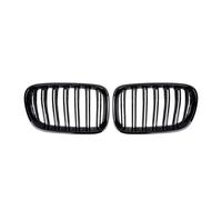 Car Bumper Center Front Grill For BMW For X3 For F25 2010-2013 All Black Single Line Style Front Bumper Grilles Silver Diamonds Racing Double Slat Grills(Double-Glossy Black)