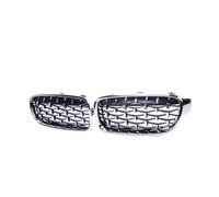 Car Bumper Center Grill For BMW 3 Series For F30 For F35 For F31 2012-2018 1 Pair Chrome Kidney Grilles Meteor Style Diamond Racing Grills(Full Silver)