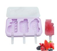 Car by Stick Moulds, Car Cream Moulds - 3 Cavities Reusable Pop Moulds for DIY, Reusable on the Stick Mould, Stackable Silicone Pop Maker, Cream Moulds with Easy Release for
