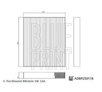 BLUEPRINT ADBP250118 Cabin Air Pollen Filter 240mm Length 30mm Height Fits BYD