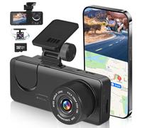 Car Camera 1080P, Dash Cam Front Rear Inside with 32GB SD Card, Car Dashcam with Parking Monitor, F1.8, WDR, 170° wide view, 3-inch IPS, loop recording, G-Sensor, parking mode