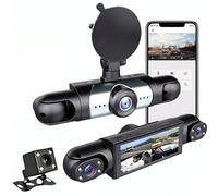 Car Camera Dash Cam Front and Rear with 3.16,Inch HD Screen, Four 1080P Lenses, 64GB Card, G-Sensor, Night Vision & 360° Mount, Ideal for Full Vehicle Monitoring