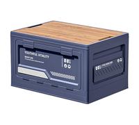 Car Camping Storage Box for Nissan Juke,50L Large Capacity, Wooden Lid, Container Stackable Crate for Car Storage, Camping Gear & Home Organization