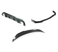 Car Carbon Fiber+ABS Front Bumper Splitter+Rear Diffuser Lip+Trunk Lid Spoiler Wing Body Kit For Infiniti For Q50 2014 2015 2016 2017 Sport Car Rear Bumper Lip Diffuser