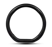 Car Carbon Fiber and Leather D-Shape Steering Wheel Cover, Stylish car Non-Slip Leather car Interior 15 inches Universal Black
