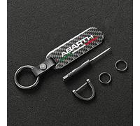 Car Carbon Fiber Keychain, for Abarth 695 595 500 competizione 124 Spider PUNTO Auto Key Ring Rotating Horseshoe Rings Strap Key Chain Accessories With Logo
