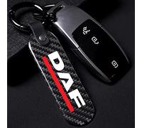 Car Carbon Fiber Keychain, for DAF XF 95 105 CF LF VAN Auto Key Ring Rotating Horseshoe Rings Strap Key Chain Accessories With Logo