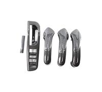 Car Carbon Grain Master Window Switch Control Panel Trim Bezel +3 Interior Door Grab Handle Set Compatible For Jetta Golf MK4 1999-2004
