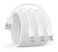 Car Carplay Cable for iPhone 16 15, 3 Pack USB A to USB C Car Charger Cable Cord, 6FT Nylon Braided iPhone 16 Charger Cord for iPhone 16/16 Plus/16 Pro/16 Pro Max/15/15 Plus/15 Pro/15 Pro Max, White