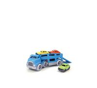 Green Toys Double-Decker Car Carrier with Two Working Ramps, Detachable Trailer and Three Mini Cars